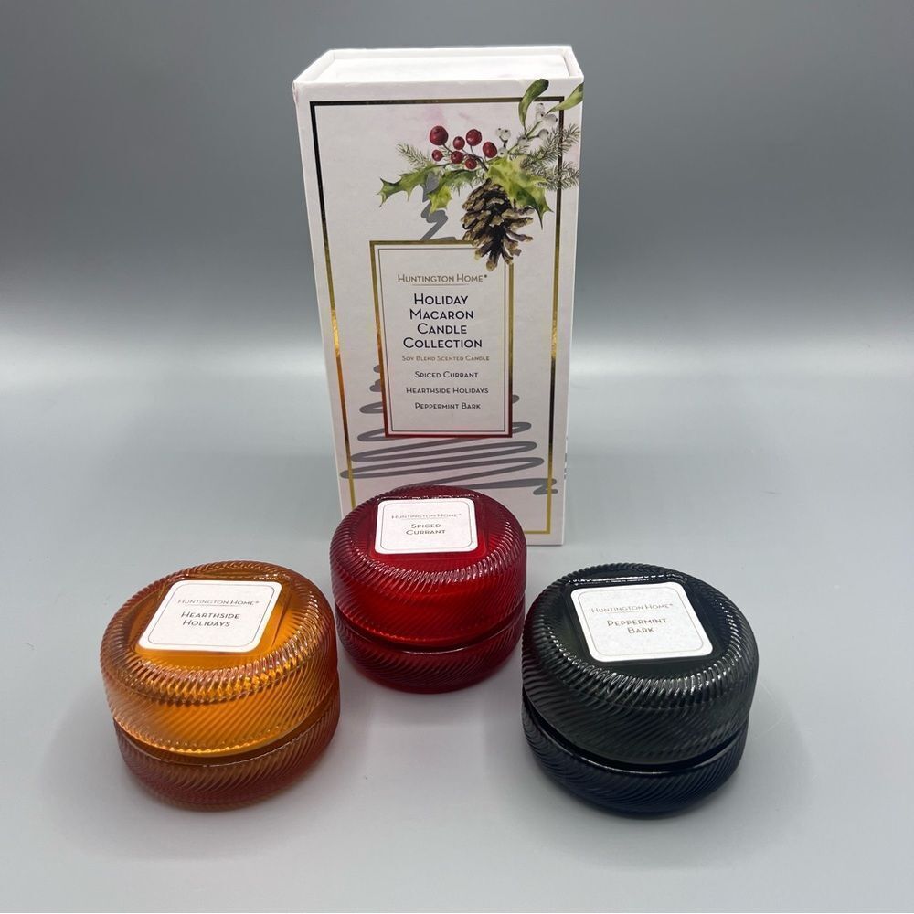 Huntington Home Holiday Macaron Candle Collection Set